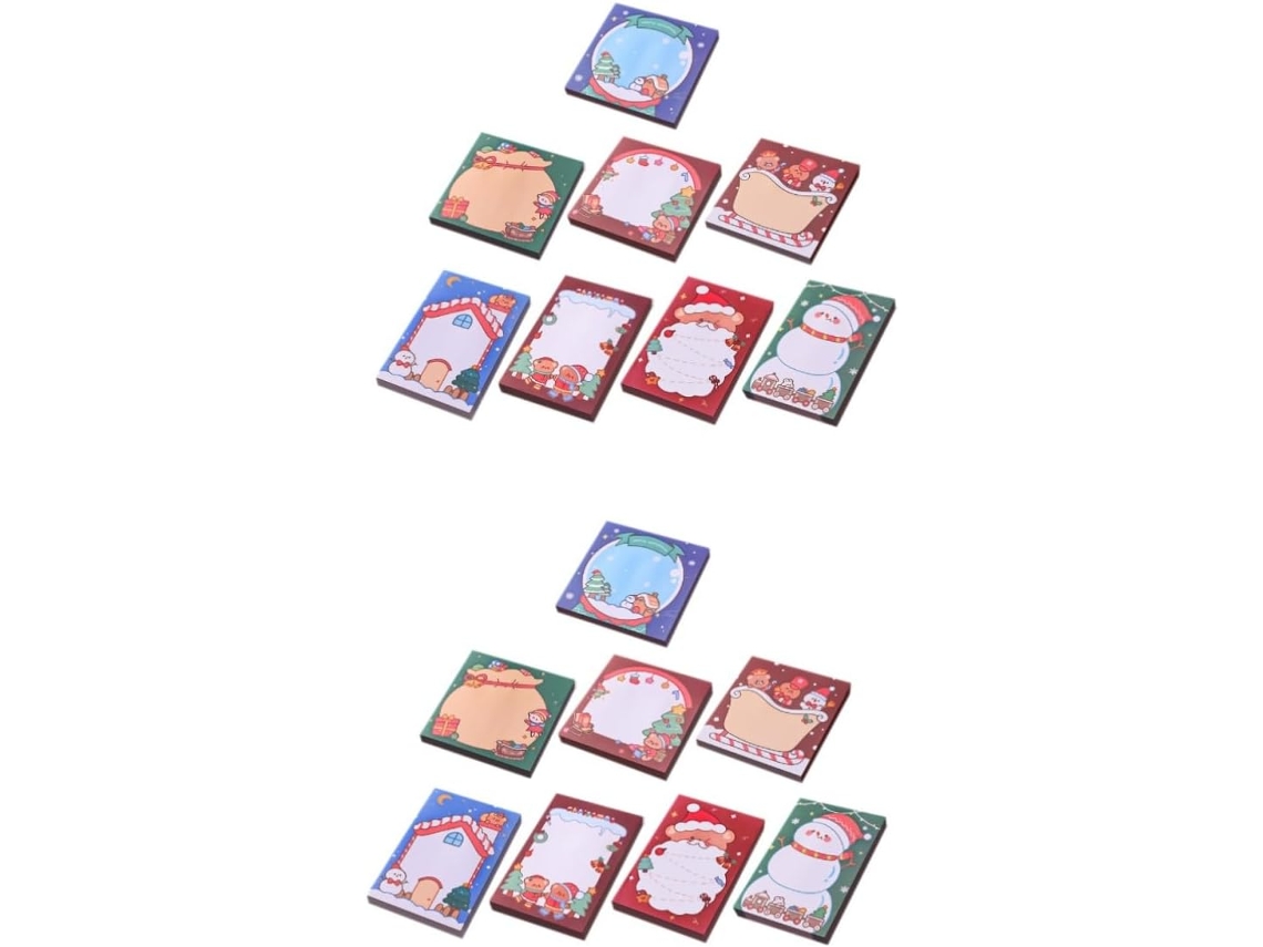 Conjunto de 2 Blocos de Notas com Adesivos de Natal, Bloco de Notas Portátil e Compacto