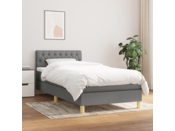 Vidaxl Cama Com Molas/colchão 90x200 Cm Tecido Cinzento-escuro