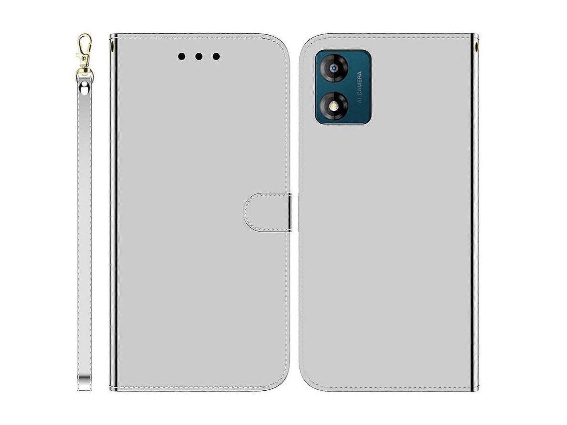 Capa De Celular Em Couro Com Acabamento Espelhado Para Motorola Moto E13