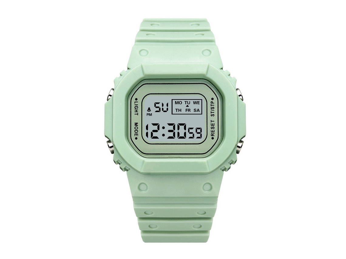 Relógio Esportivo Digital Masculino À Prova D'água, Multifuncional, Com Pulseira De Silicone (verde).