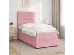 Vidaxl Cama Box Spring Com Colchão Rosa 90 X 190 Cm Veludo