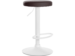 Banqueta de bar X1 Design simples Altura ajustável Estofamento em PVC marrom Pés de metal branco 10_0006801 Décoshop26