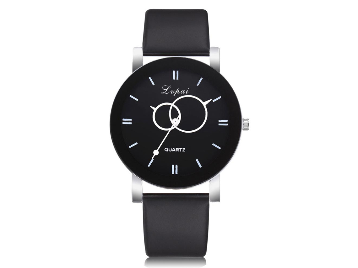 Relógio de pulso feminino com mostrador simples em couro PU, estampa moderna, relógio de quartzo casual.