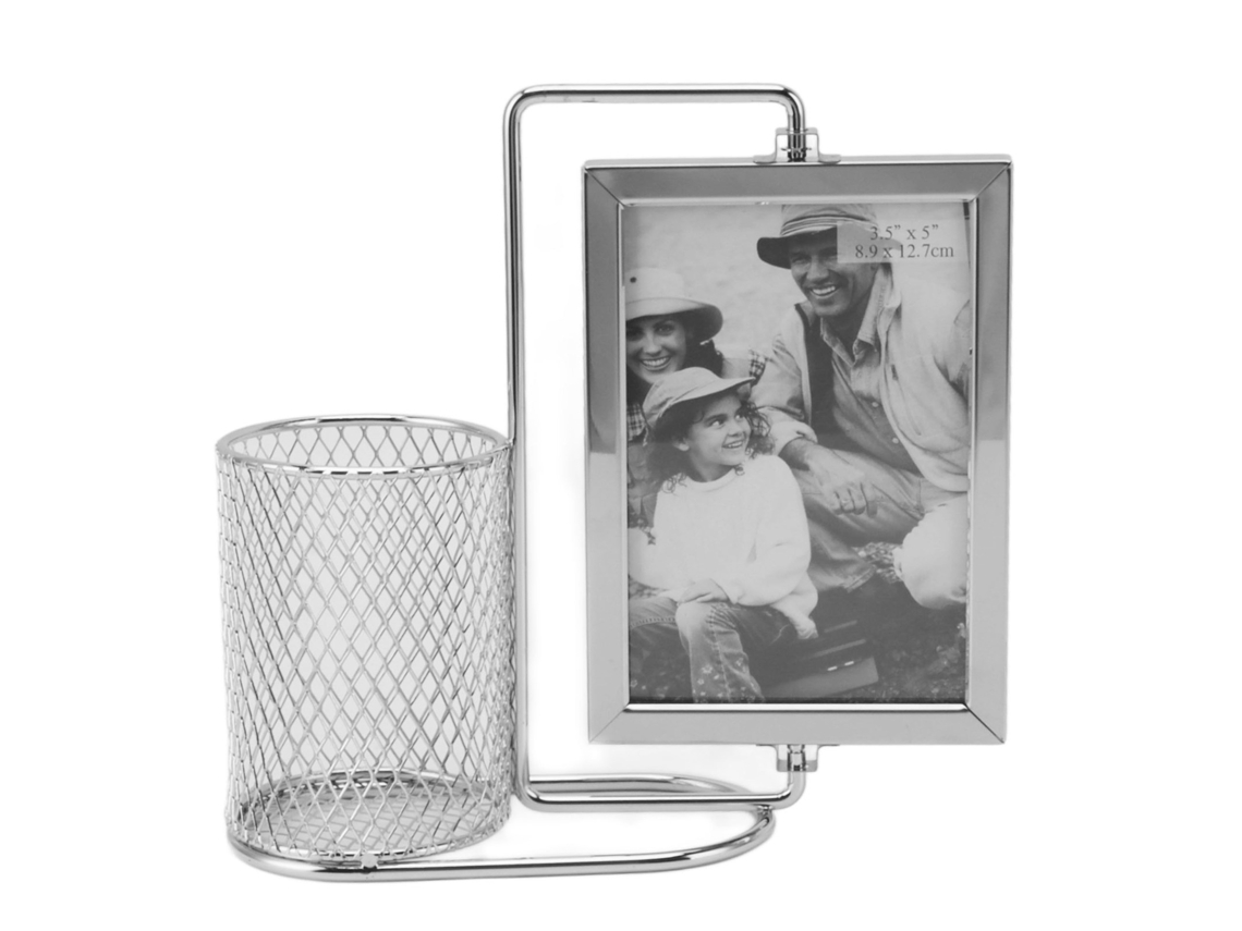 Porta-retratos giratório de aço inoxidável Baok de grande capacidade para escritório e casa.