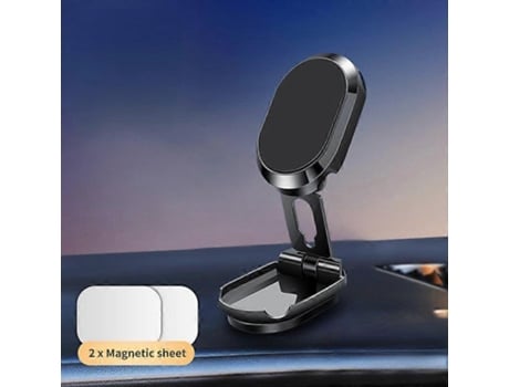 Suporte Magnético De Metal Dobrável Para Telefone De Carro Com Ventosa Giratória De 720° E Suporte Para Gps.