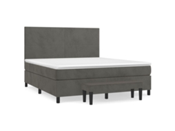 Cama com Molas e Colchão Veludo Cinzento Escuro MAISON EXCLUSIVE (180x200 cm)