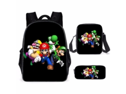 Mochila Escolar de Três Peças Mario48*