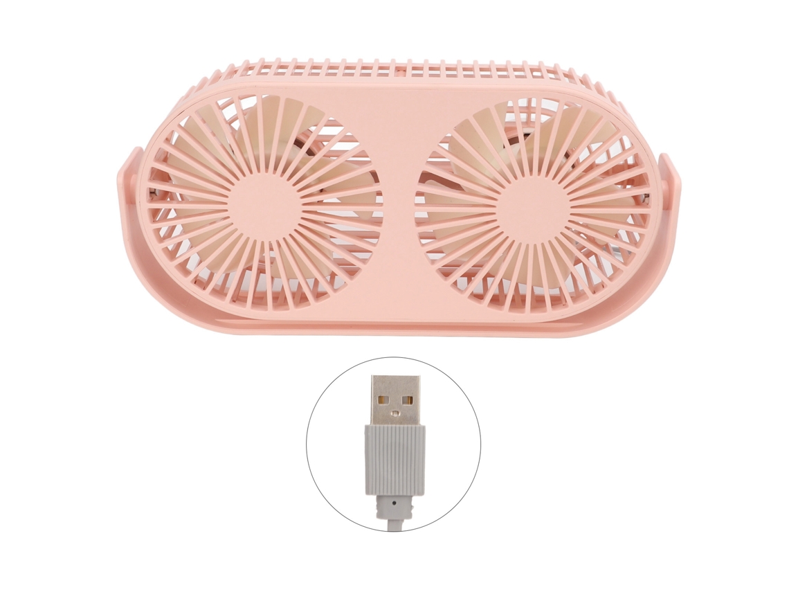 Ventilador Mini Usb 360° Doble Rotación Rosa