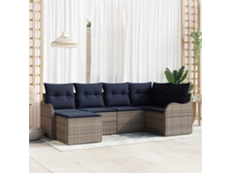 Vidaxl Conjunto De Sofá De Jardim Cinzeto Vime Pe