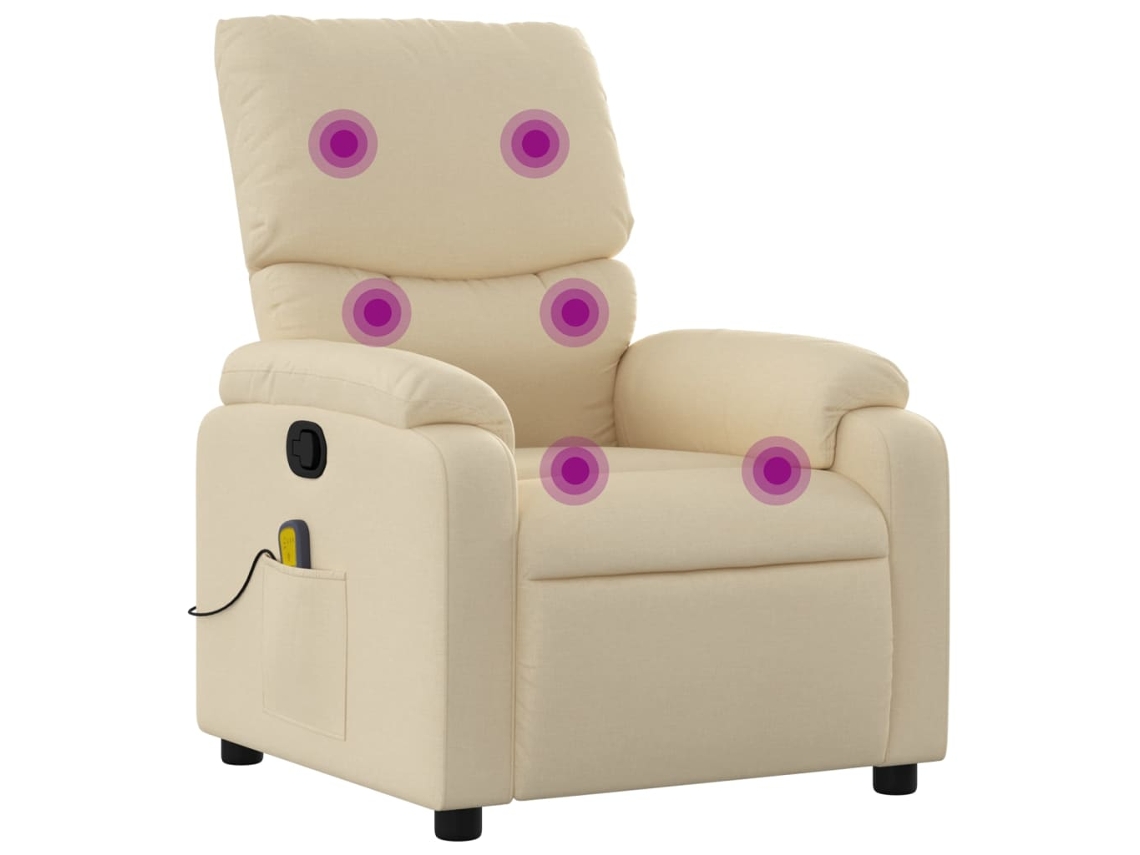 Massage Recliner Chair, Massage Recliner Chairs Vidaxl Creme Tecido