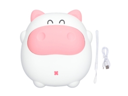 Calentador De Manos Mini Cerdo Cartoony Con Luz Nocturna Usb Recargable 2 Niveles Ajuste De Temperatura Blanco