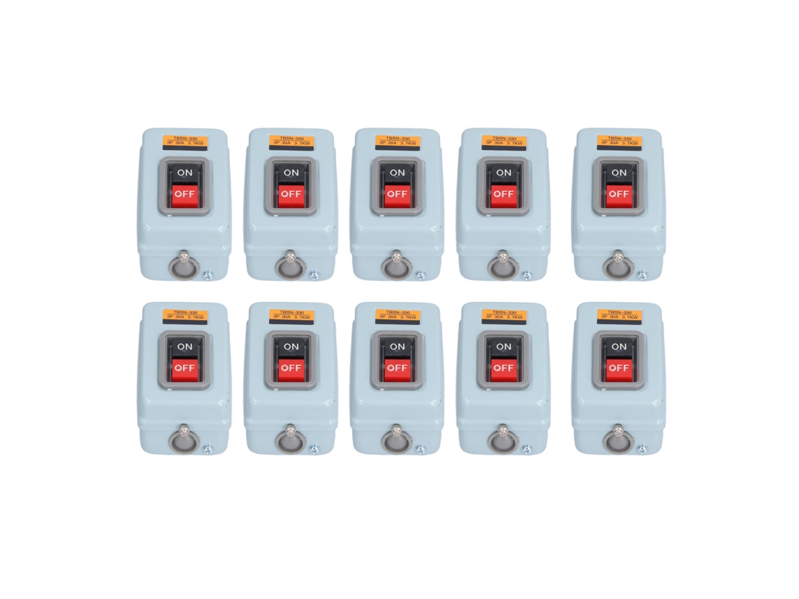 Botão De Partida De Motor Trifásico Berm Tbsn‑330 380v 30a Interruptor Snap Para Caixas De Distribuição