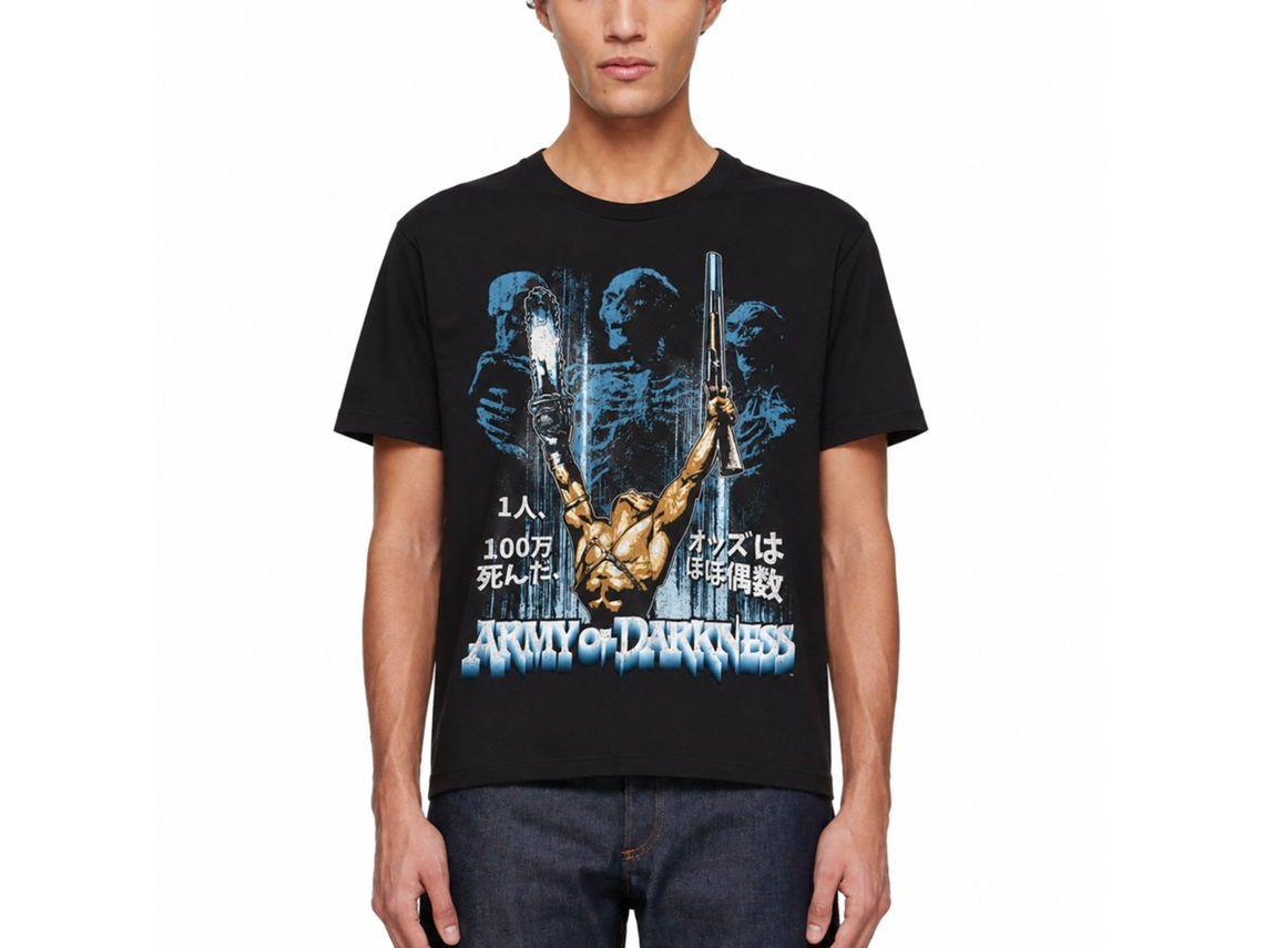 Rockinstone Army Of Darkness Movie Army Of Darkness Movie 1 Man Kanji Black Adult T-shirt Size:xxl