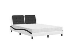 Estrutura de Cama Zadar 140x190cm Couro Artificial Preto e Branco MAISON EXCLUSIVE