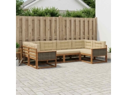 Vidaxl Conjunto De Sofás Para Exterior 6 Pcs Natural E Bege