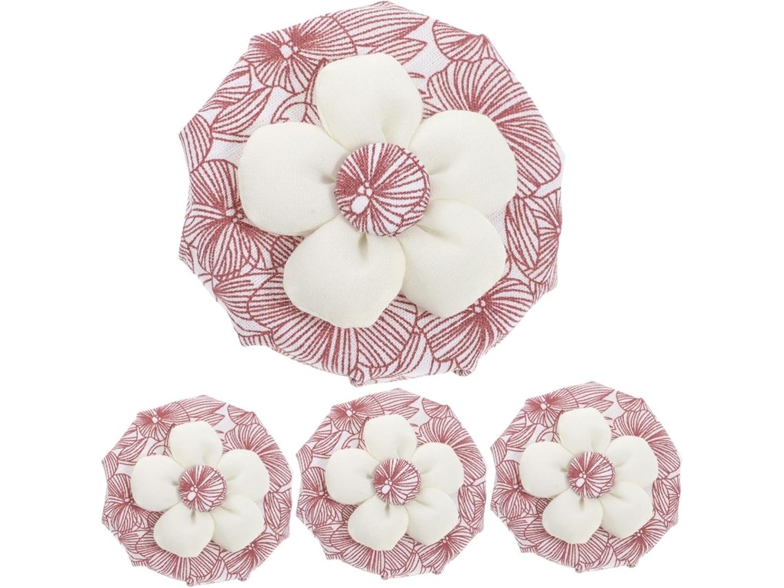 Conjunto De 4 Protetores Segurança Para Maçanetas, Em Algodão Vermelho Antiestático, Com Estampa Floral, Ideais Para Uso