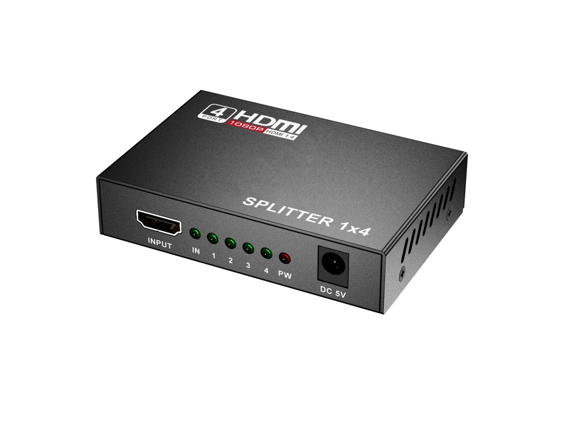 Splitter Hdmi 1x4 4k, Distribuidor De Sinal Ultra Hd Para 4 Telas