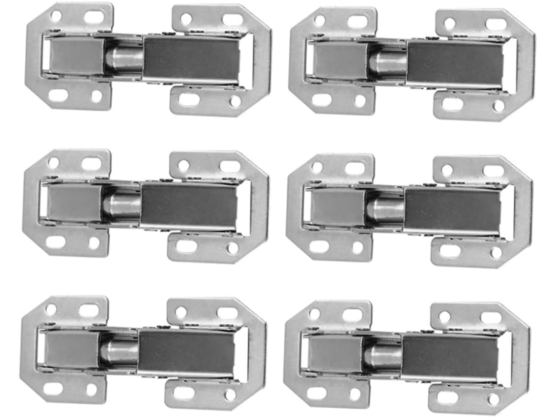 Conjunto De 6 Dobradiças Aço Prateadas Ajustáveis Para Portas Armário.