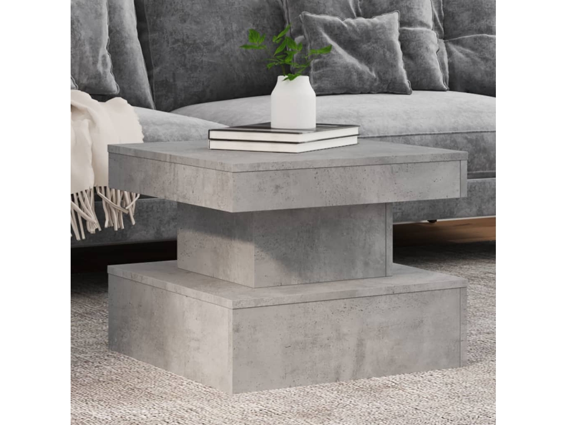 Vidaxl Mesa De Centro Com Luzes Led 50x50x40 Cm Cinzento Cimento