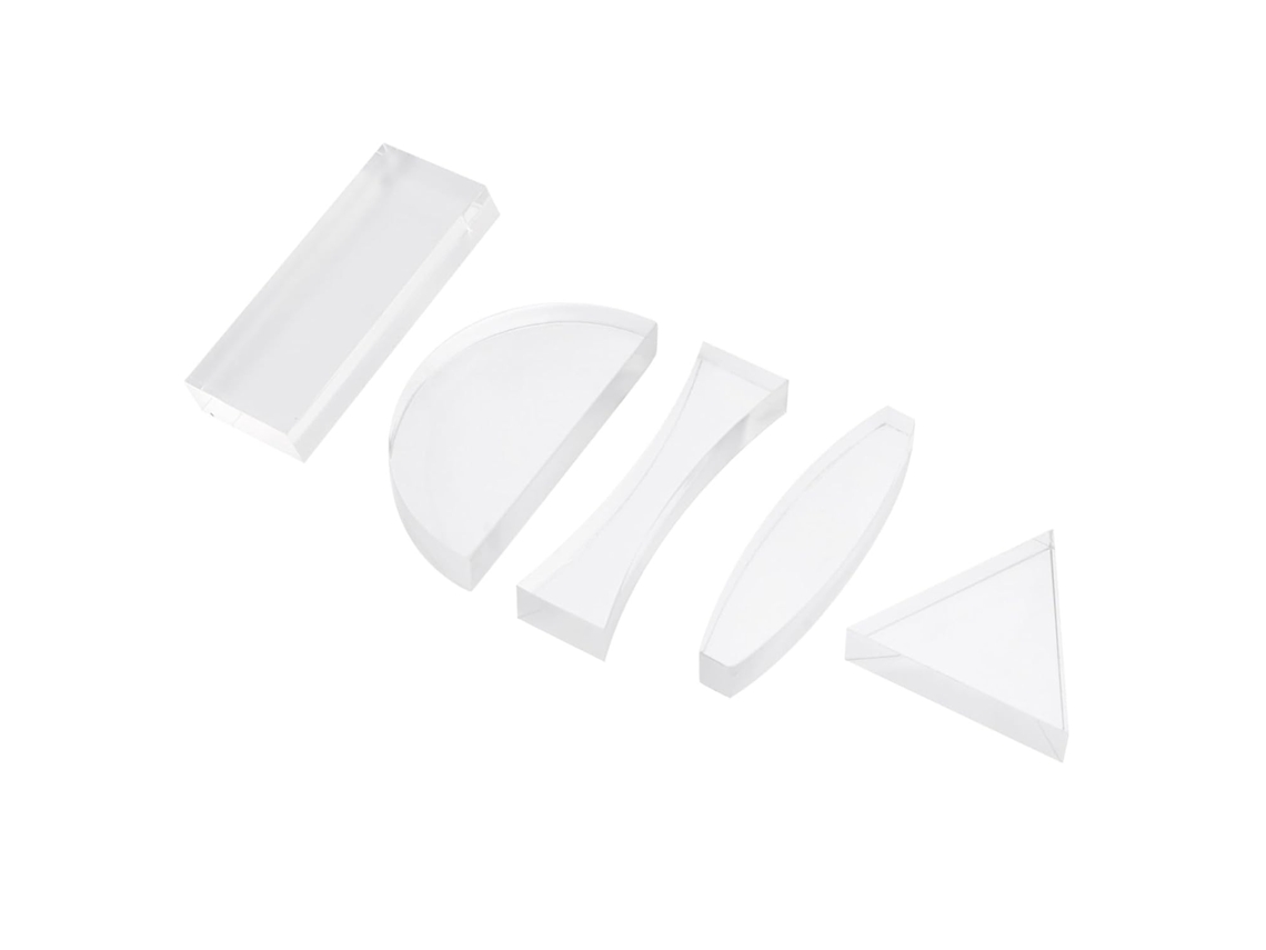 Pacote com 5 Lentes Ópticas Côncavas e Convexas de Acrílico Branco, Unidades, Fáceis Usar Limpar, para Educaçã