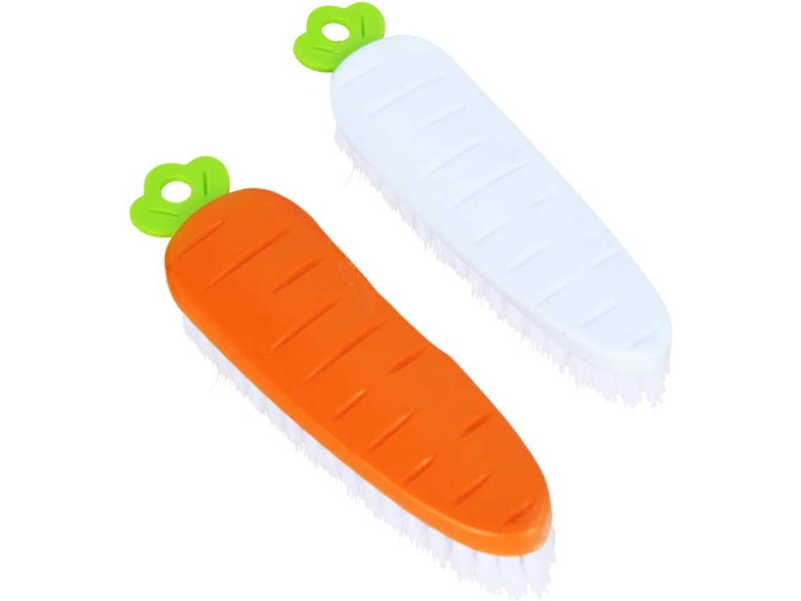 Conjunto De 2 Escovas Limpeza Plástico Com Design Cenoura
