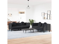 Vidaxl 2 Pcs Conjunto De Sofás Com Almofadas Veludo Preto