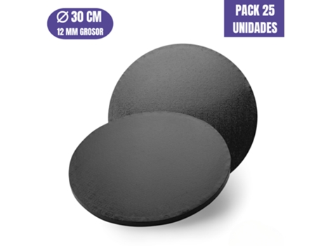 Base Para Bolo Redonda Preta - 30 X 1,2 Cm (25 Uds)