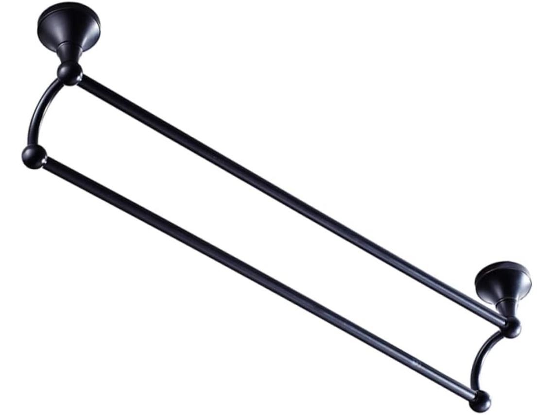 Suporte De Toalhas Duplo Osaladi Em Latão Preto, 55cm, Para Montagem Na Parede, Para Banheiro
