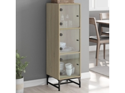 Vidaxl Aparador Alto C/ Portas De Vidro 35x37x120 Cm Carvalho Sonoma