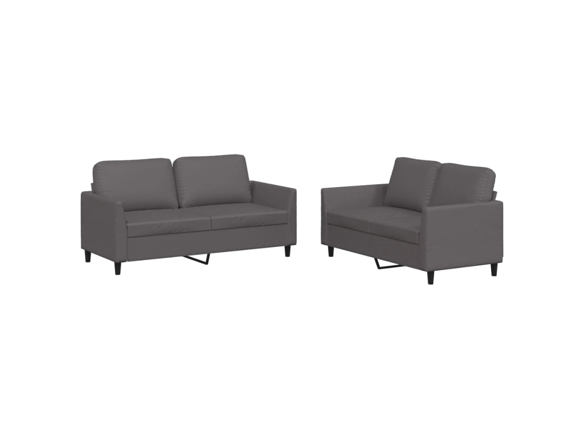 Conjunto de 2 Sofás com Almofadões Couro Artif. Cinzento MAISON EXCLUSIVE