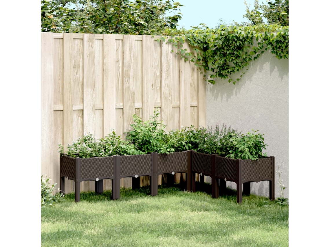 Vidaxl Vaso/floreira De Jardim C/ Pernas 160x120x42 Cm Pp Castanho