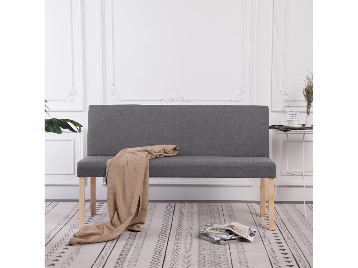 Vidaxl Banco 139,5 Cm Poliéster Cinzento-claro