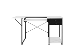Mesa De Costura Com Gavetas Multifuncionais Dobrável Succebuy 1395 X 600 X 760 Mm Branco Preto