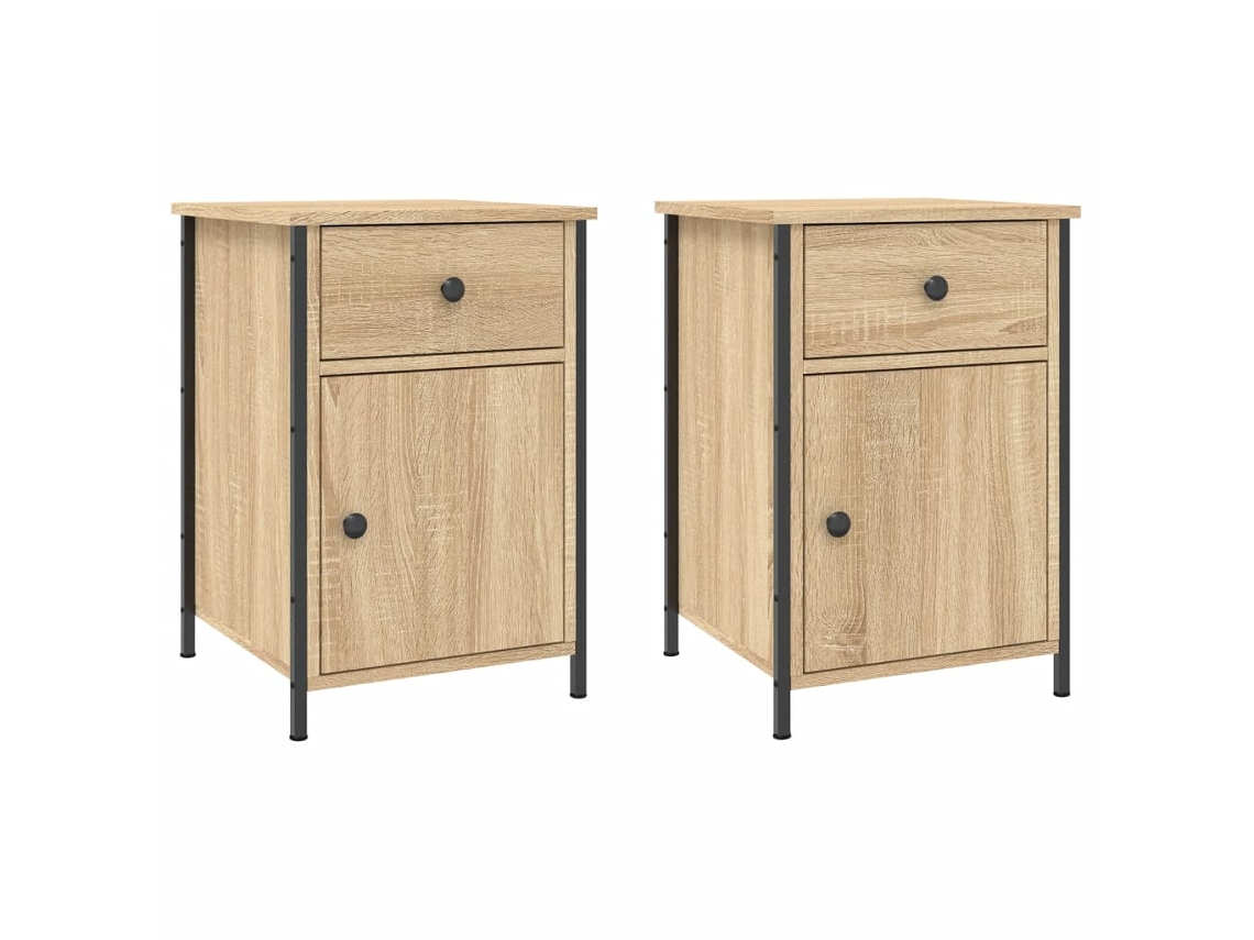 Bedside Cabinet, Bedside Cabinets Vidaxl Marrom Madeira Processada (n/a)