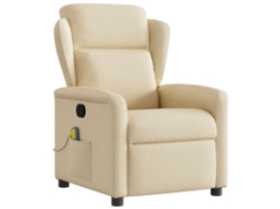 Vidaxl Poltrona De Massagens Reclinável Tecido Cor Creme