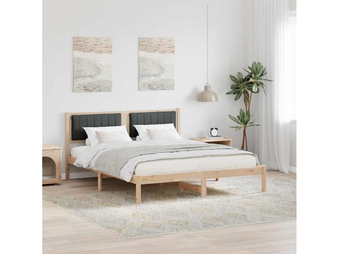 Vidaxl Estrutura De Cama Com Cabeceira Estofada Cinza Escuro
