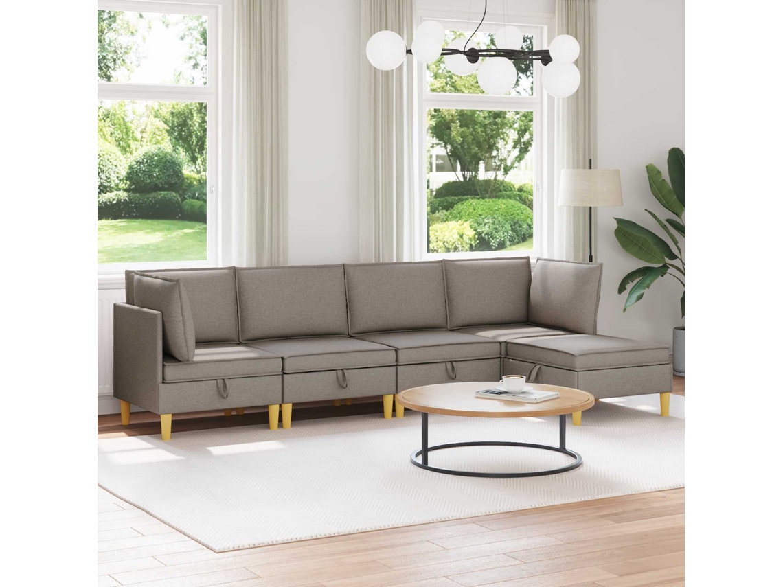 Vidaxl Conjunto De Sofá Modular Com Armazenamento 5 Unid. Tecido