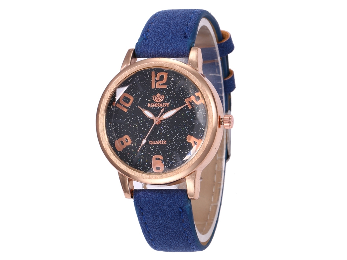 Relógio de Quartzo com Pulseira de Couro Pu Estilo Minimalista Elegante Azul Royal