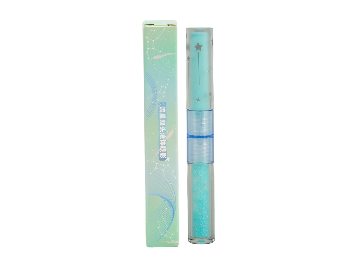 Sombras De Ojos Líquidas De Doble Cabeza Mate Y Brillante Alta Ductilidad Maquillaje Ocular Azul