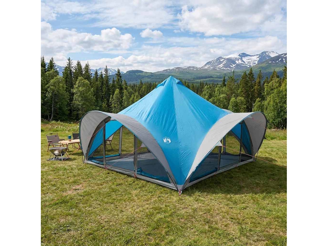 Vidaxl Barraca Tipi Com Telhado Azul Para 18 Pessoas Poliéster E Aço