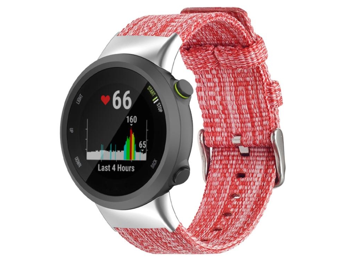 Bracelete Para Garmin Forerunner 45 / 45s / Swim 2 - Nylon E Lona - Fivela De Aço Prate Rosa