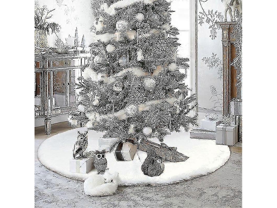 Saia De Árvore De Natal Branca, Tapete De Pelúcia Sintética, Enfeites De Natal Para O Chão, Feliz Natal E Ano Novo, Árvore De Natal Hengjian
