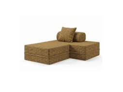 Sofá Modular 2 Lugares + Puff Convertível Tweed Mostarda SKOFFA