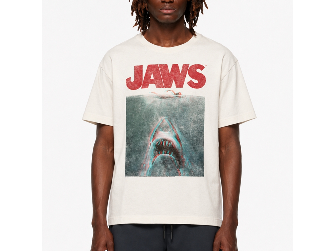 Rockinstone Jaws Movie In Terrifying 3d Solid Natural Adult T-shirt Size:s