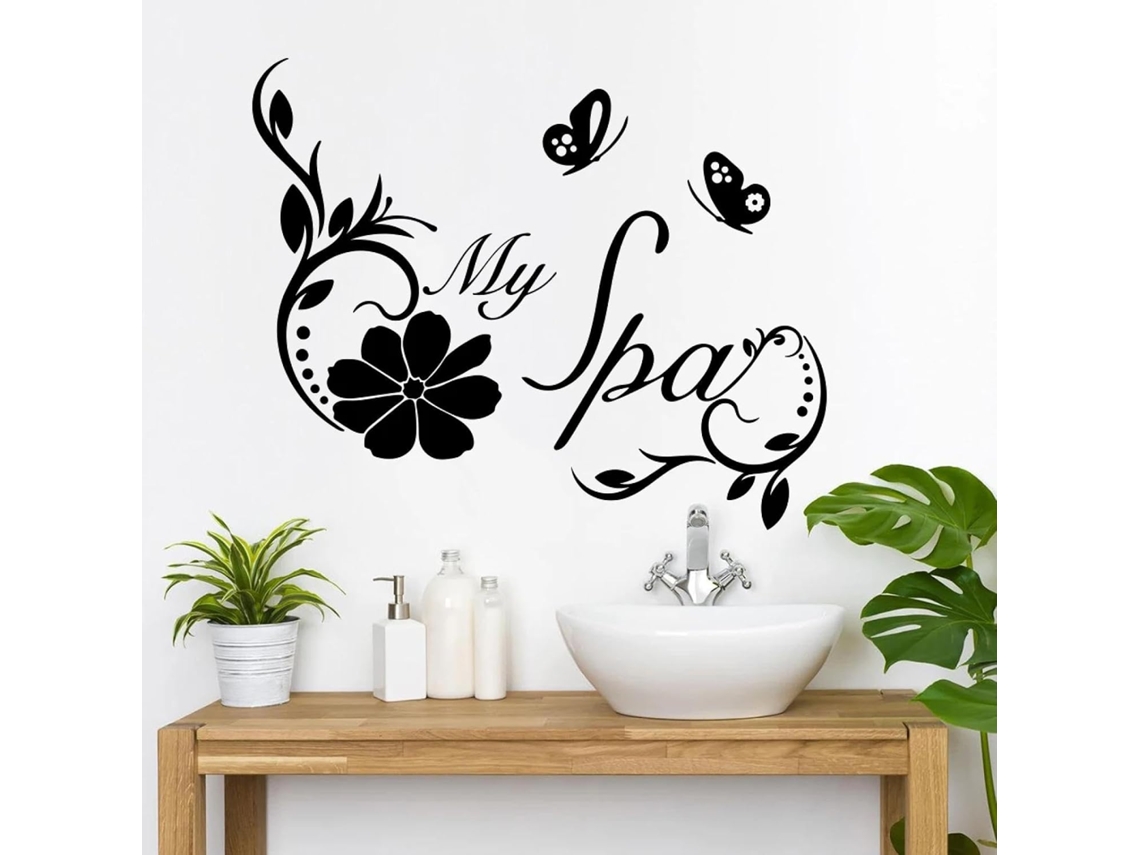 Adesivos Murais Florais E Papillons Para Spa, Salão De Beleza, Decoração De Mural De Vinil Para Quarto De Menina Ou Boutique De Beleza