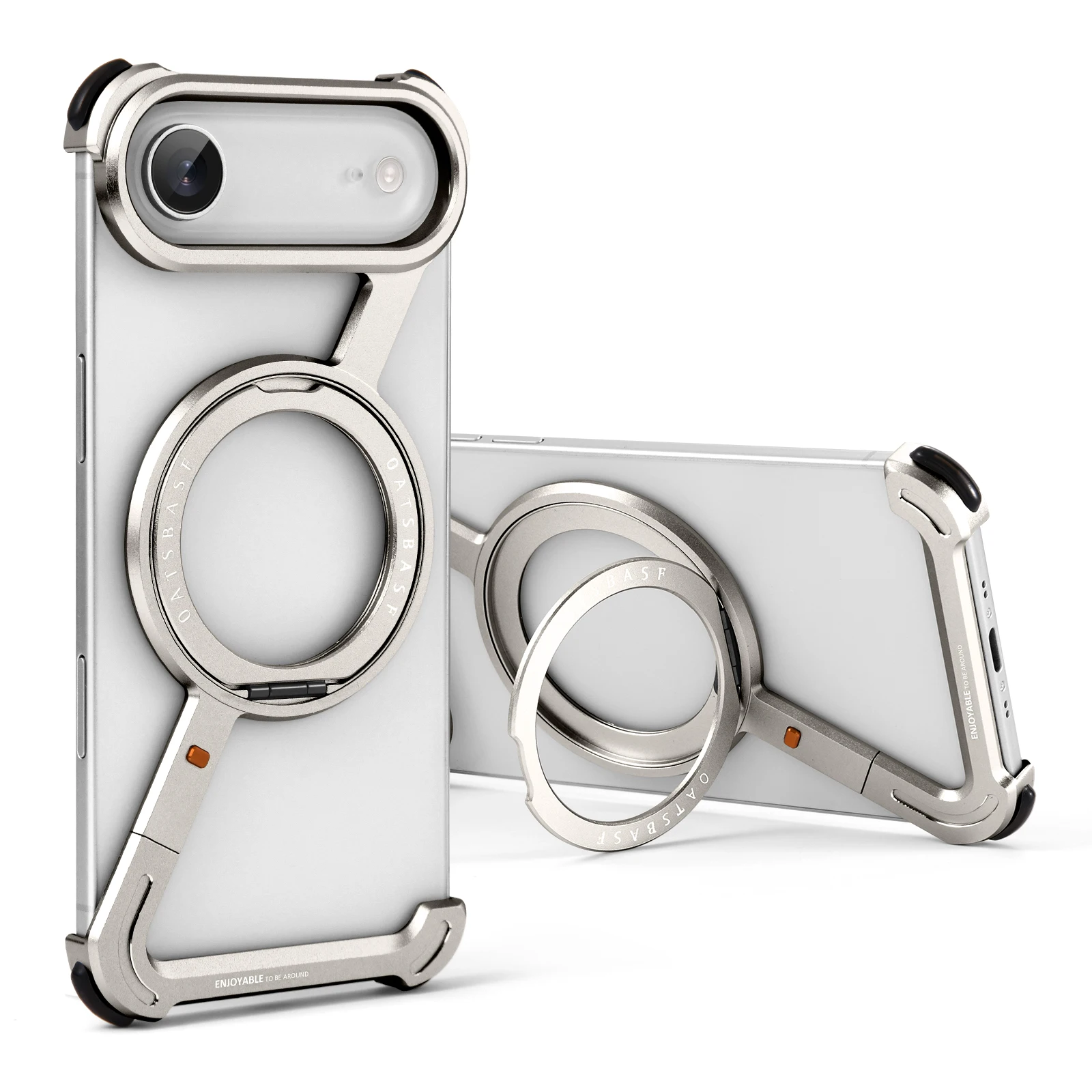 Capa Para Iphone Air (titânio), Carregamento Sem Fio Magsafe, Suporte De Anel Magnético Com Rotação De 360°