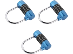 Conjunto De 3 Cadeados Com Combinação 4 Dígitos, Haste 0,2 Polegadas,