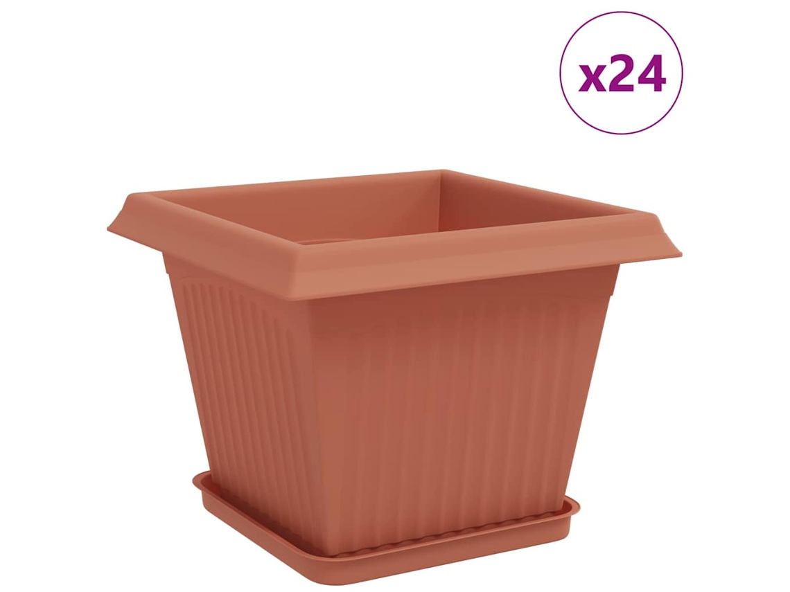 Vidaxl Vasos De Plantas 24 Pcs Vermelho Tijolo 28,5 X 28,5 X 22 Cm