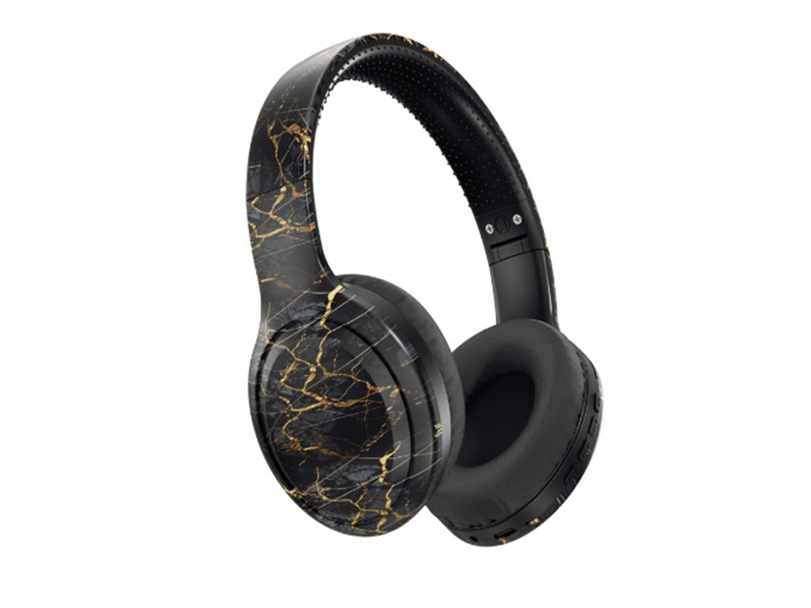 Fones De Ouvido Bluetooth Dr 04 Com Acabamento Craquelado Na Cor Preta Som Imersivo Brilvibera