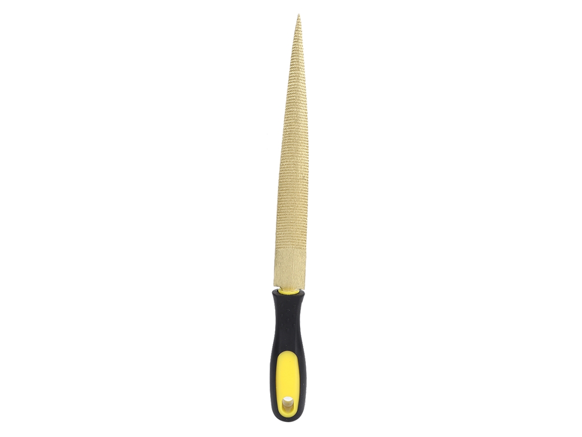 Raspador de madeira cônico dourado de 10 polegadas e lixa, ferramenta ideal para trabalhar madeira.